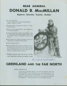 Adm. Donald B. MacMillan Promotional Poster