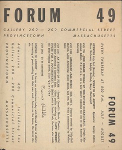 Forum 49 Art Forums July 3, - 28, 1949