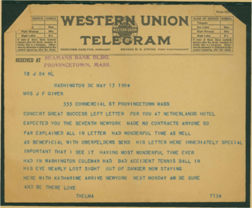 Thelma Given Telegram