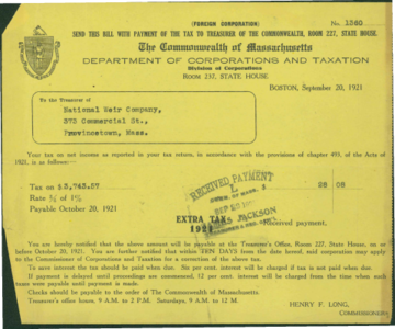 National Weir Co.  1921 Massachusetts Corporate  Tax Statement