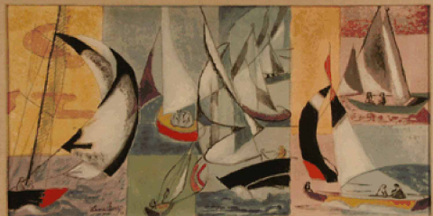 "Untitled (Sailboats)" Lena Gurr (1897-1992)