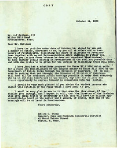 Letter to Fritz Bultman from Senator Edward C. Stone