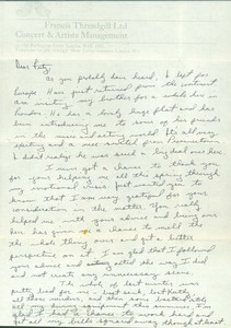 Letter to Fritz Bultman with Concert Program by Lee Luvisi