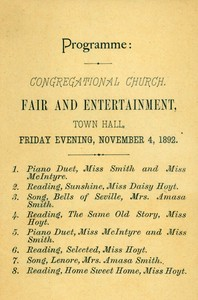 "Fair and Entertainment" (November 4, 1892)