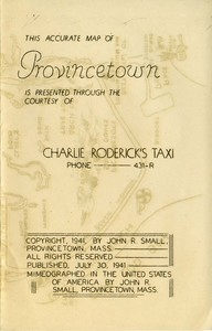 Map of Provincetown, Charlie Roderick's Taxi, 1941